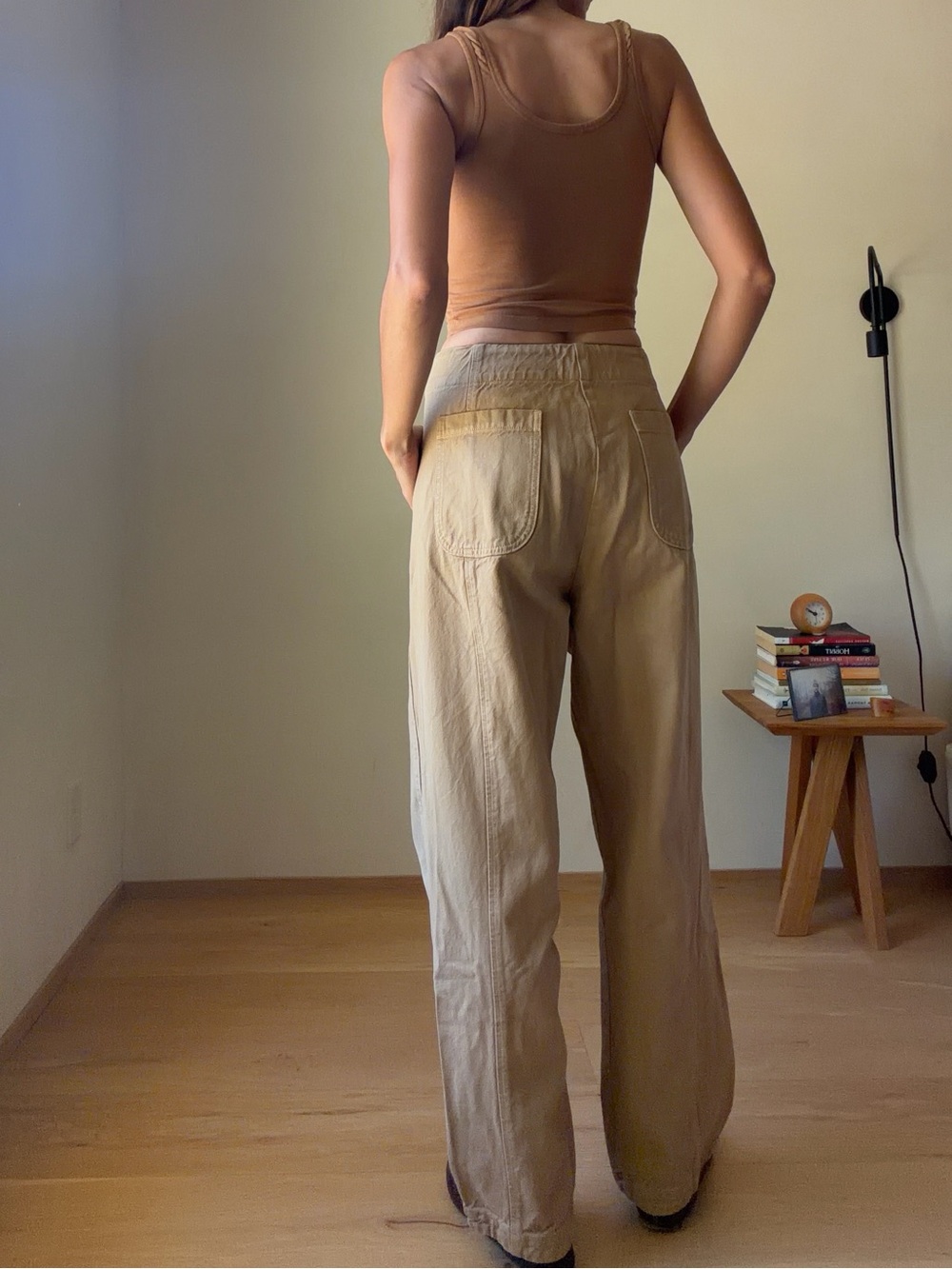 High-Rise Wide-Leg Pants in Light Tan - Picture 5 of 15